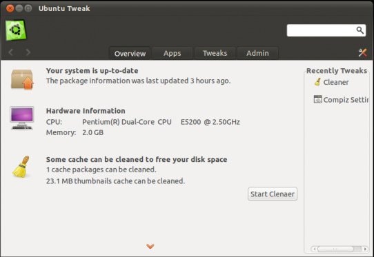 Макет нового интерфейса Ubuntu Tweak 0.6