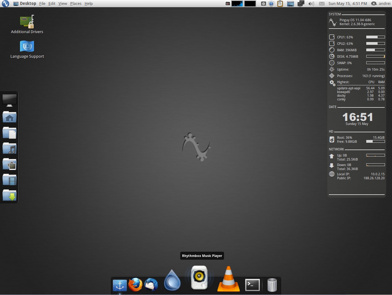 Linux based. Pinguy os. Gnome 2. Gnome 2.32. Docky Linux.