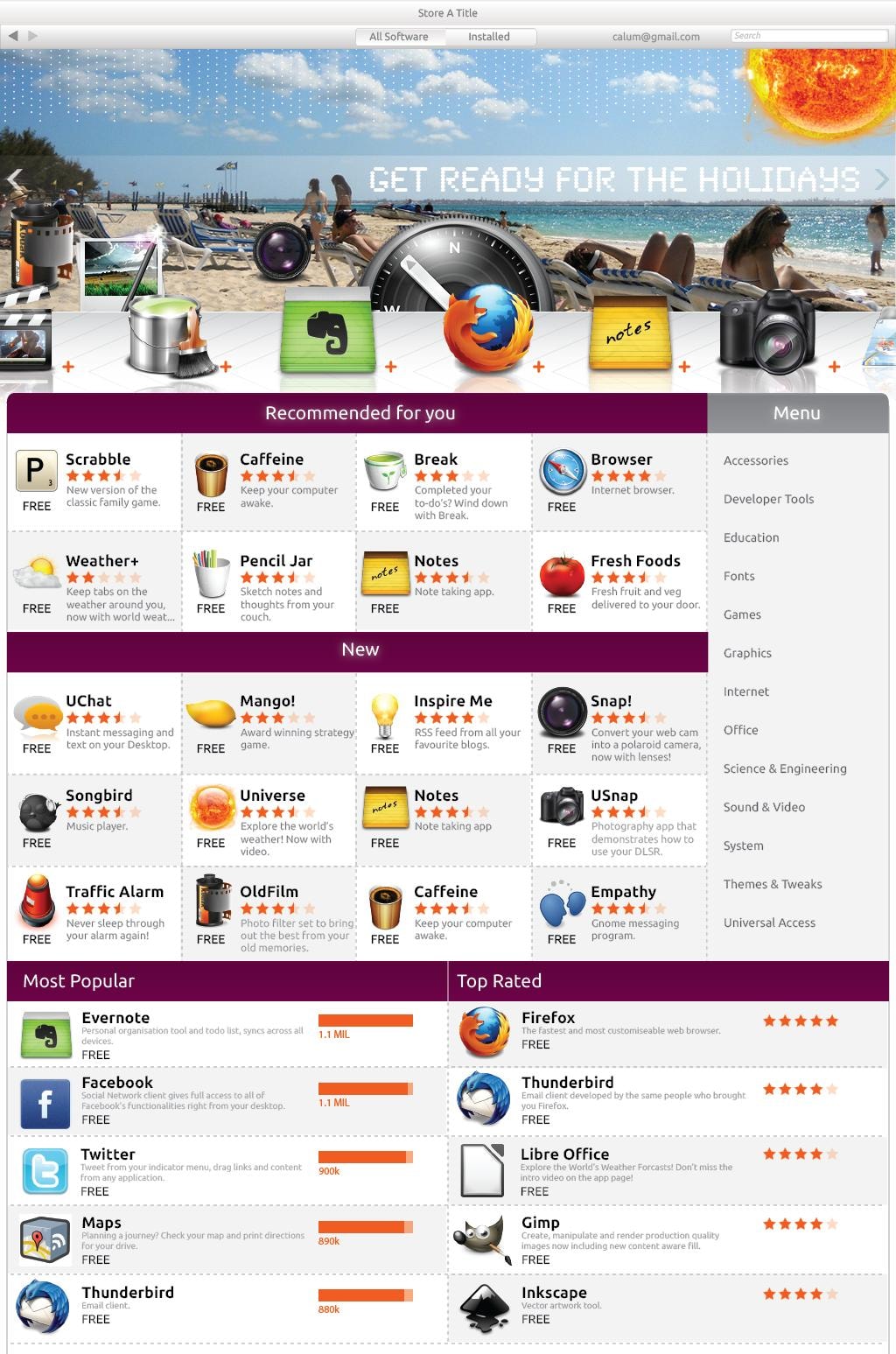 Макеты нового интерфейса Ubuntu Software Centre version 5.0