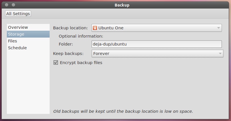 Ubuntu One Deja Dup