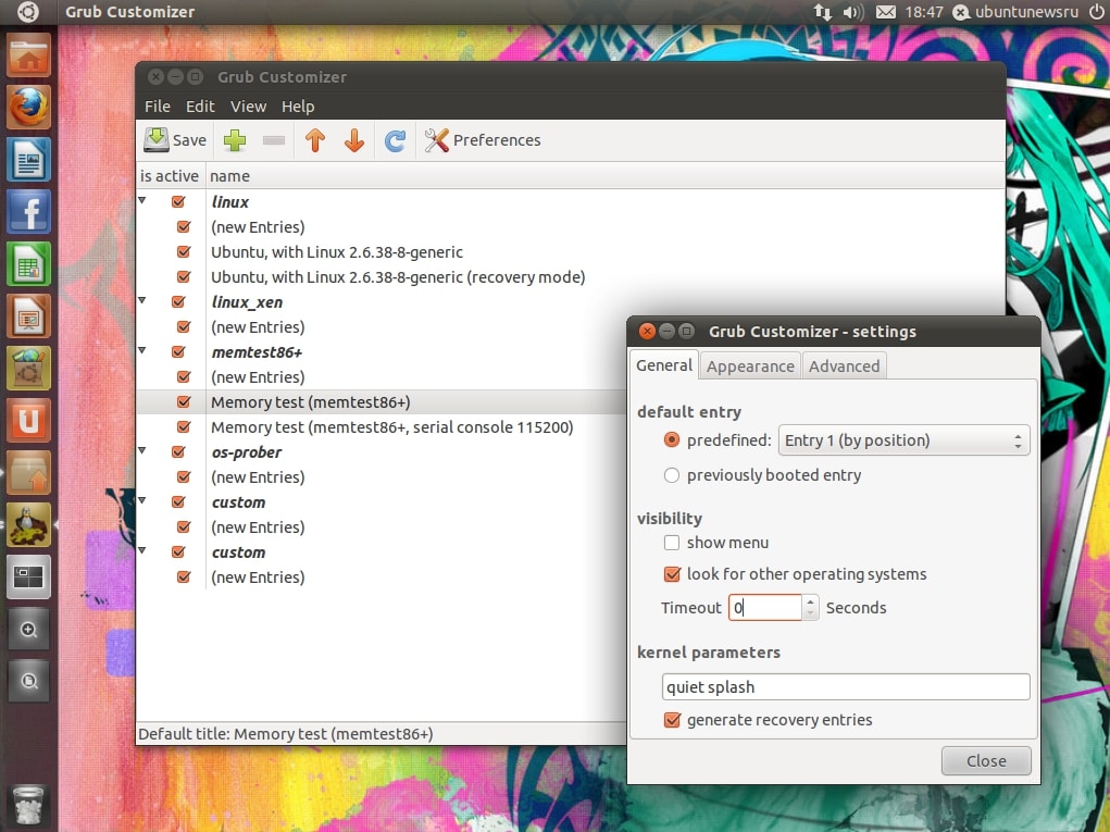 Customizer 2.2 - графический интерфейс для настройки Grub2/Burg